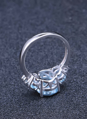 高颜值戒指托帕石小众复古风轻奢