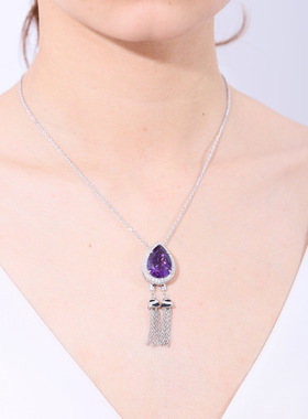 轻奢高级感S925银欧美vintage复古风流苏小众高颜值纯银项链吊坠