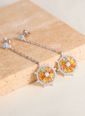 ins风S925银套装高颜值糖果色天然彩宝纯银耳环项链吊坠开口戒指