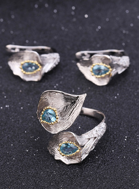 欧式复古S925银镀金小众开口戒指