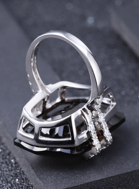 设计感戒指茶晶小众奢华欧美时尚