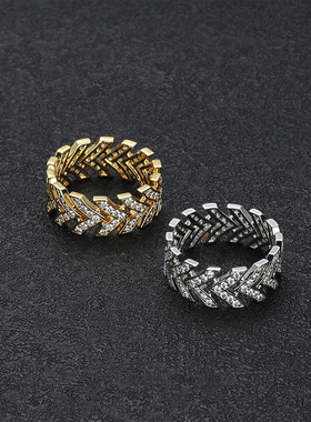 欧美精工S925银高颜值奢华嘻哈潮流个性高级感莫桑钻纯银男士戒指