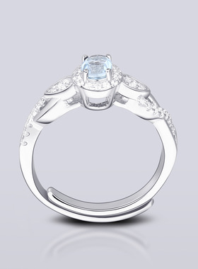 托帕石开口戒指纯银小众轻奢简约