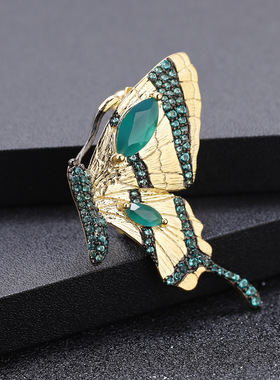 设计师款蝴蝶系S925银欧美复古风vintage高颜值纯银胸针项链吊坠