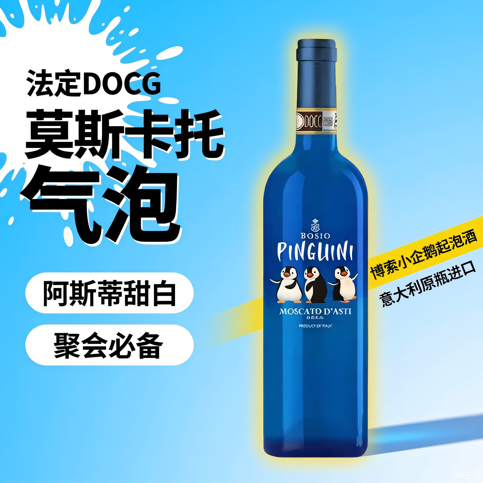 意大利 博索小企鹅阿斯蒂DOCG莫斯卡托ASTI气泡酒女士甜白葡萄酒 - 图2