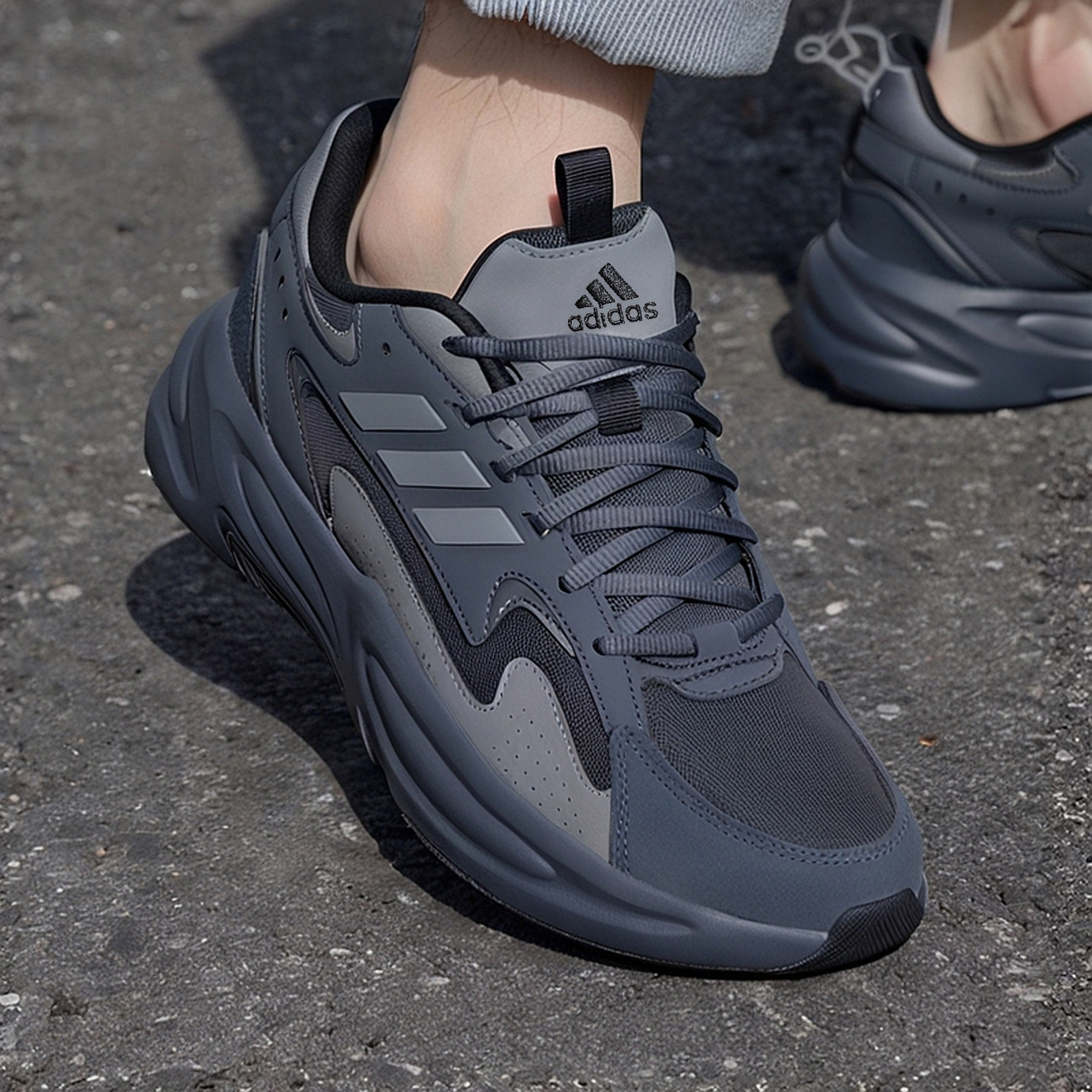 阿迪达斯男女鞋冬季新款灰色复古休闲鞋缓震情侣OZWAVE厚底老爹鞋,淘宝优惠券,粉丝福利购,淘宝优惠卷
