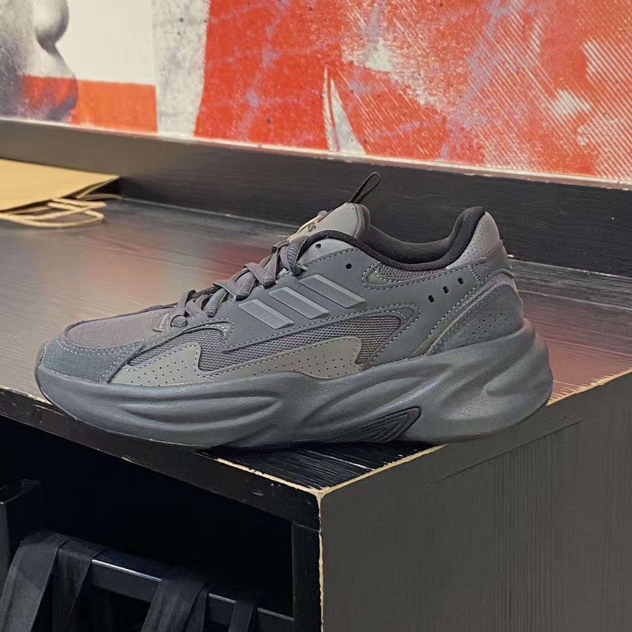 阿迪达斯男女鞋冬季新款灰色复古休闲鞋缓震情侣OZWAVE厚底老爹鞋,淘宝优惠券,粉丝福利购,淘宝优惠卷