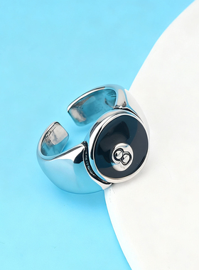 打台球专用黑色8号球个性戒指男