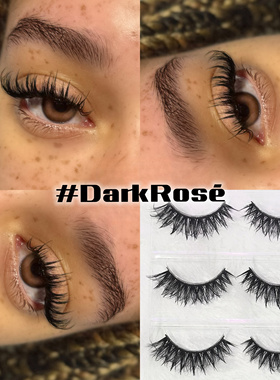 【DarkRosé 暗夜玫瑰】欧美亚裔混血巨辣芭比浓密猫眼黑梗假睫毛