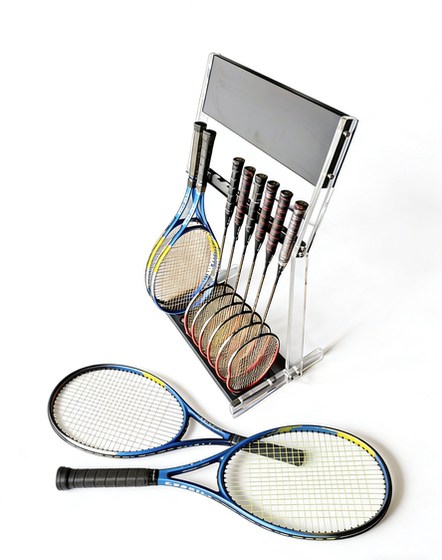 Badminton racket display rack, acrylic boutique metal rack, storage rack for home store, tennis racket display rack