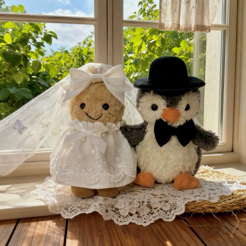 [仅衣服]趣味花生企鹅婚纱娃衣玩偶压床娃娃婚礼礼物着替jellycat - 图3