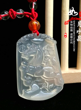 2025年生肖属马吉祥物神骏登峰白玛瑙福马共利吊坠财运旺430