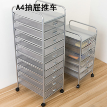 Iron Art A4 Multilayer File Rack A3 With Drawer Pushcart Wheels Office Containing Information Cabinet Archives Classified Shelves Bookshelves