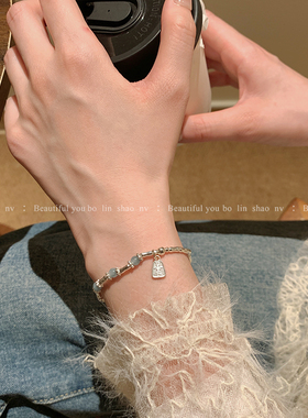 柏林少女平安喜乐福牌竹节手链女