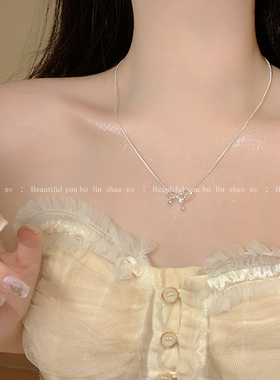 柏林少女蝴蝶结简约百搭锁骨链女