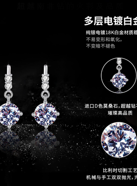 ASTAR莫桑钻石18K白金耳环耳饰