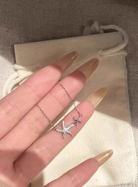 S925纯银满钻海星项链女轻奢小众海边饰品日常通勤夏日度假风颈链