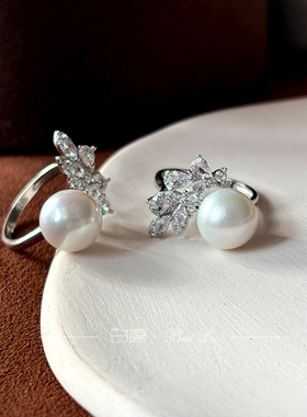 白露珍珠女戒925银高级感开口戒