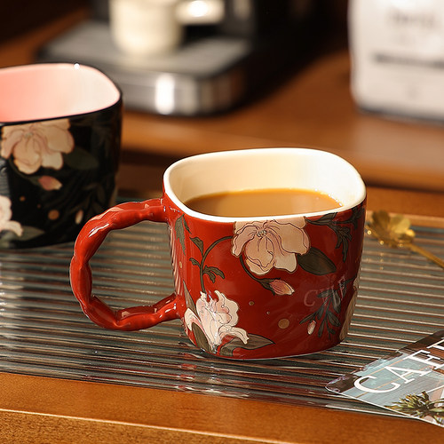 复古法式马克杯女生高颜值情侣杯家用水杯高档精致咖啡杯子办公室 - 图1