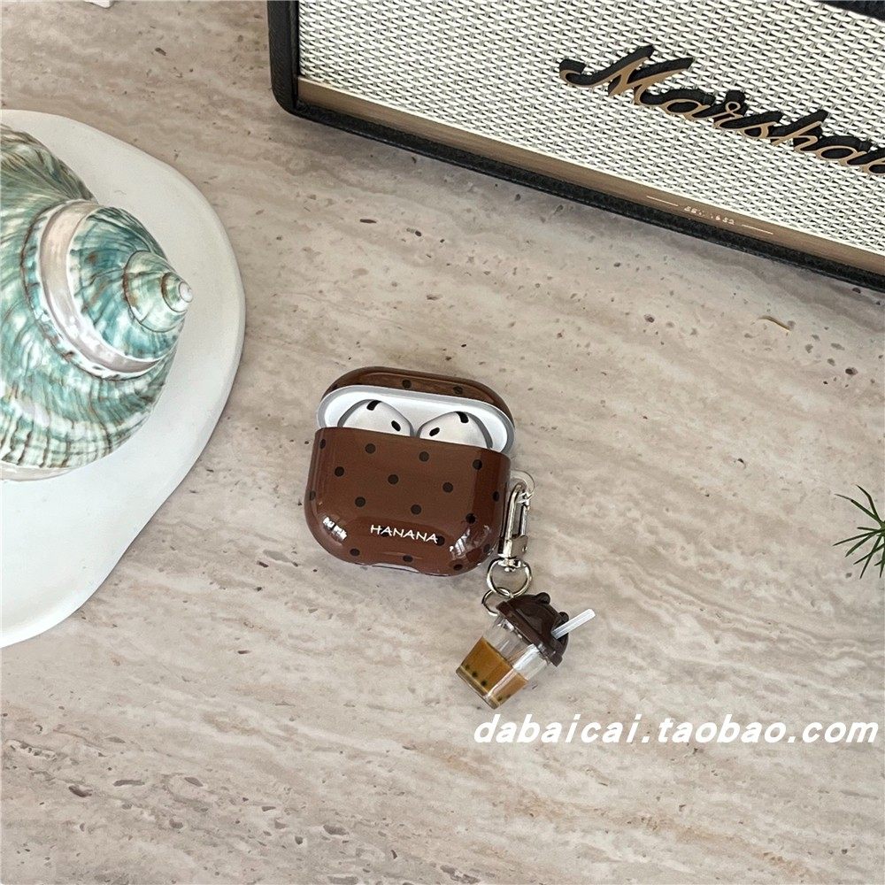 ins棕色黑波点奶茶适用airpods pro2耳机套pro3无线蓝牙苹果airpods1/2代软壳pro新款3/4代防摔保护套女可爱,淘宝优惠券,粉丝福利购,淘宝优惠卷