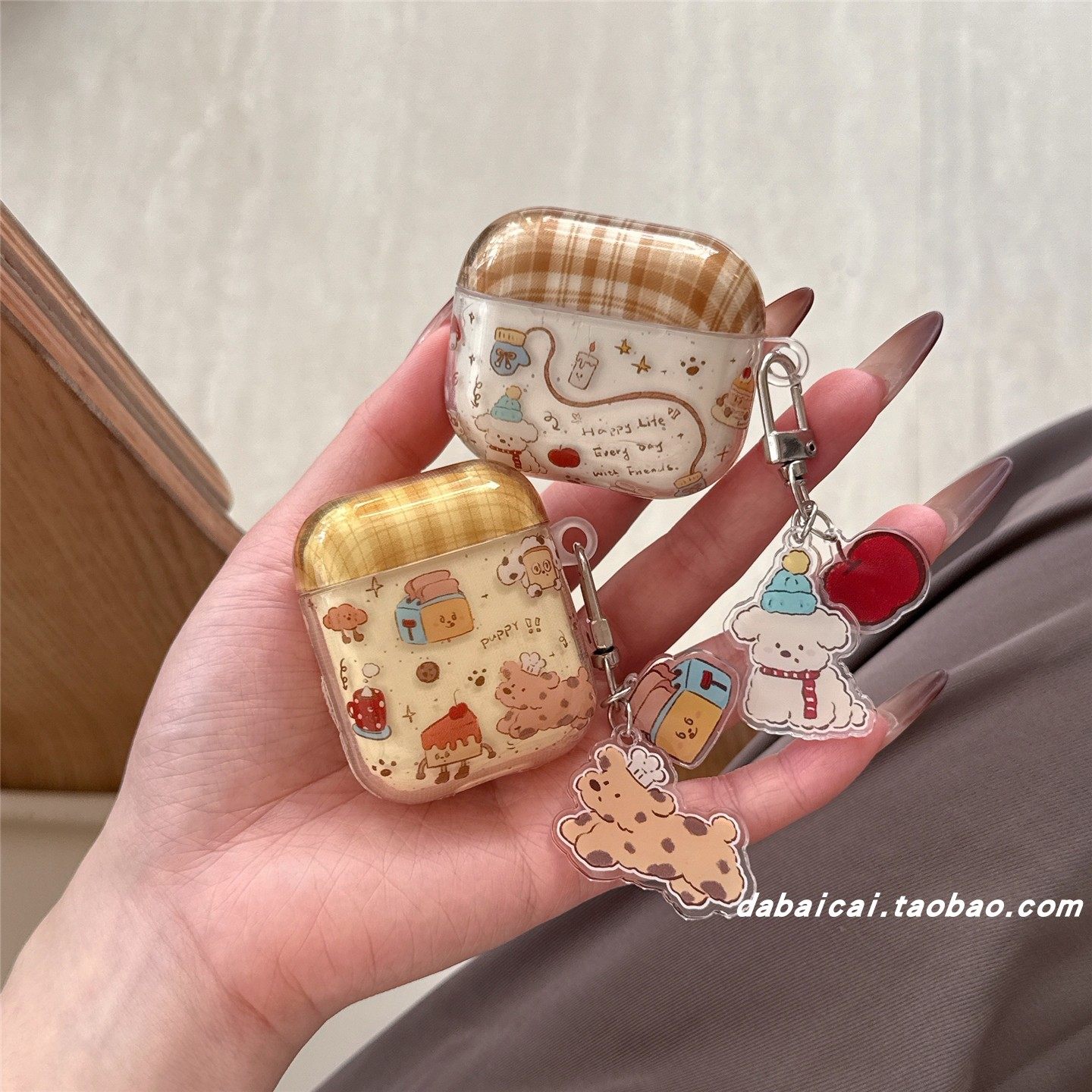 ins撞色格纹蛋糕小狗适用airpods pro3耳机套4代无线蓝牙苹果airpods1/2代软壳pro新款3代pro2防摔保护套韩系,淘宝优惠券,粉丝福利购,淘宝优惠卷