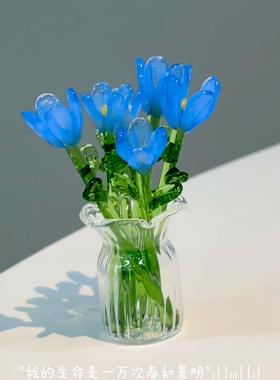 琉璃花朵桌面摆件客厅玄关办公室电视柜装饰品摆件家居好物工艺品