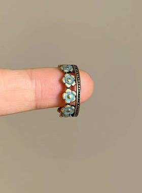 「希腊花神」蓝色滴油开口戒