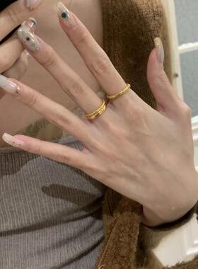 食镀金灵蛇衔尾蛇戒指5号全新