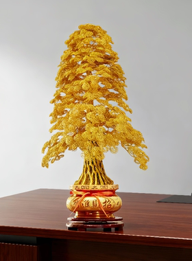 金色摇钱树铜线铝丝纯手工编织金钱树摆件开业招财树乔迁送礼实用