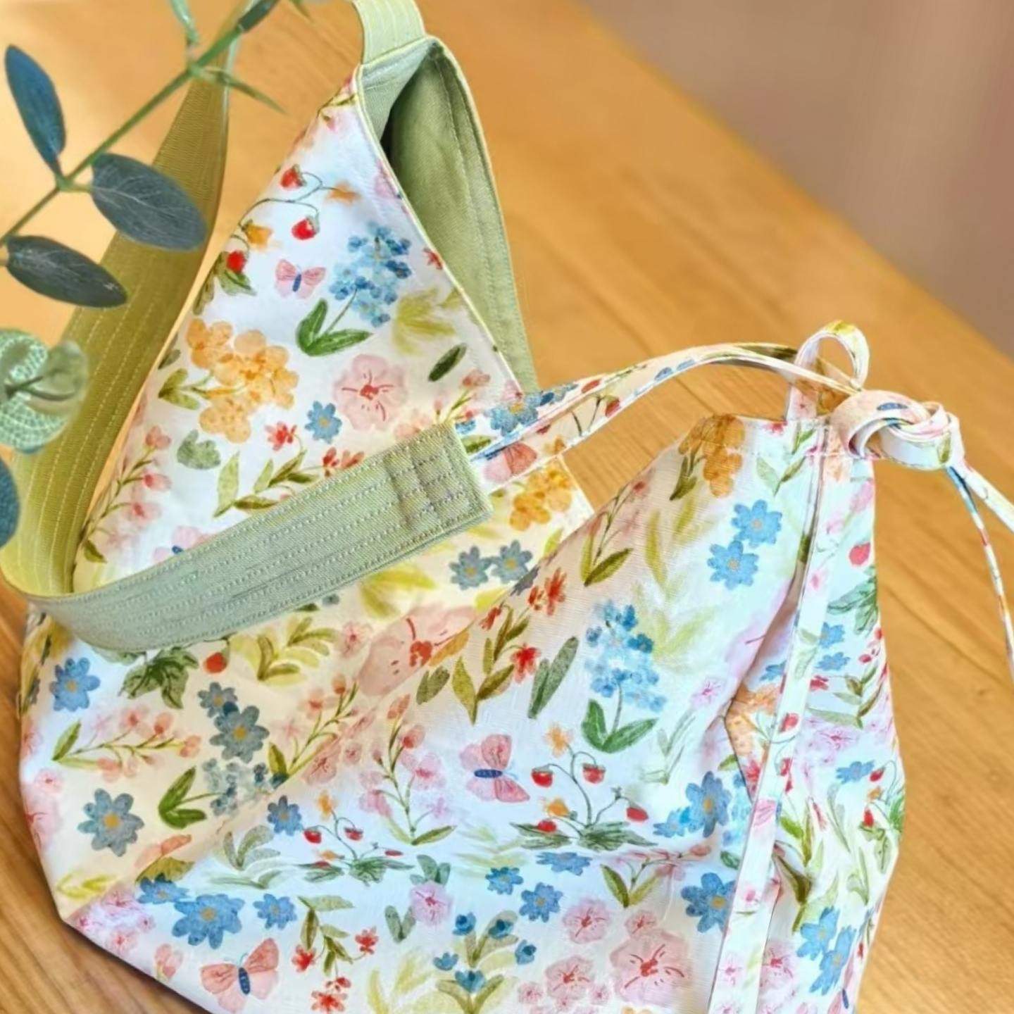 2025新款田园风森系花朵帆布包休闲百搭文艺单肩包外出通勤包包女,淘宝优惠券,粉丝福利购,淘宝优惠卷