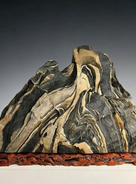 正宗原石石敢当摆件靠山原石招财送礼客厅办公桌摆件托架正宗原石