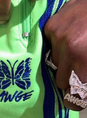 说唱听我的同款awge潮ins钻戒