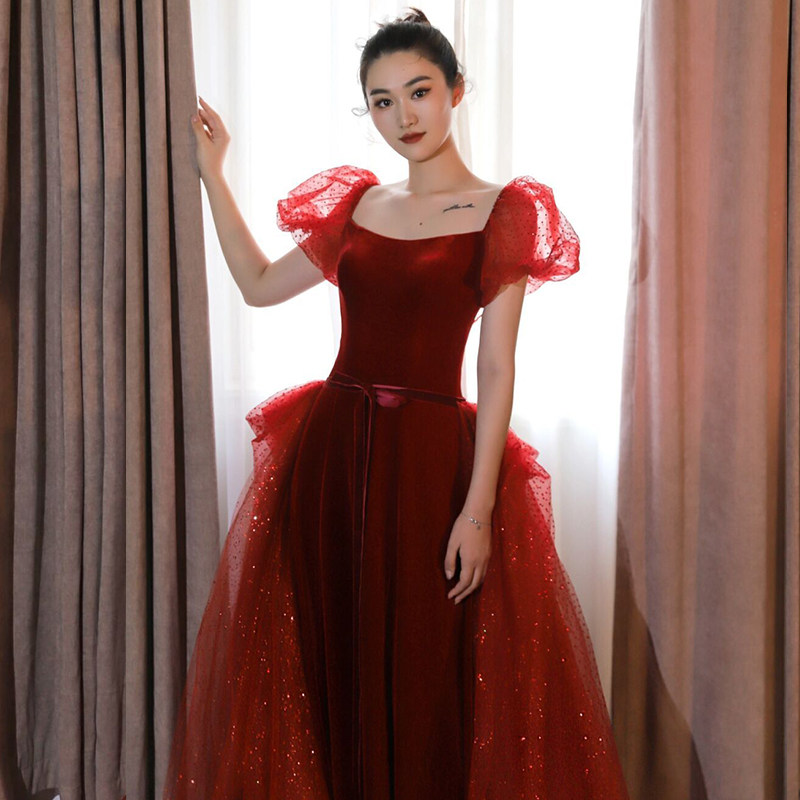 新娘2023新款结婚红色连衣裙轻婚纱 碧颜礼服/晚装