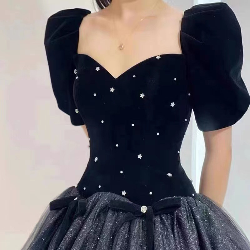 艺考黑色裙女生日成人轻奢高端婚纱 碧颜礼服/晚装