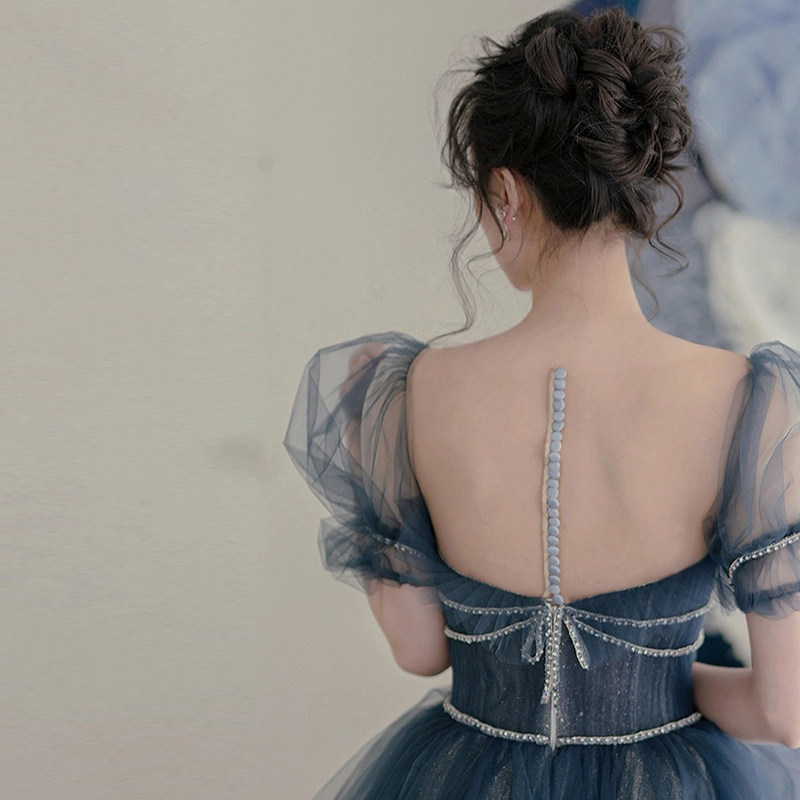 蓝色裙女2022新款生日公主名媛婚纱 碧颜礼服/晚装