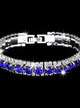 欧美跨境韩版饰品 银色手链 多彩闪亮钻石手链-480精致璀璨水晶女