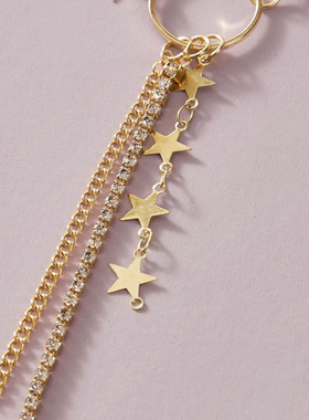 跨境欧美饰品 气质星星带钻流苏手工项链 森系锁骨链个性配饰首饰