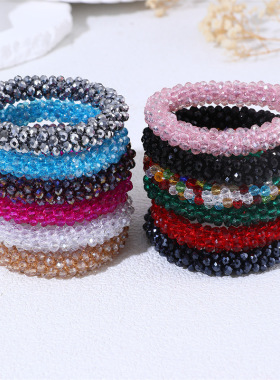 气质发圈水晶发饰手链头绳两用皮