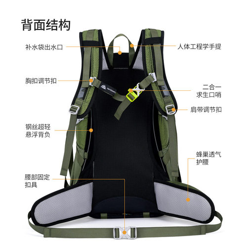 35L户外登山包悬浮背负系统防水耐磨多功能超轻运动登山徒步背包 - 图0