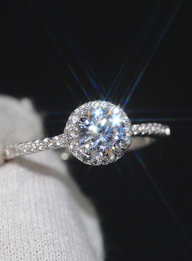 群镶18k铂金莫桑石纯银钻石婚戒