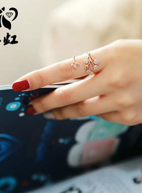 s925纯银蝴蝶戒指女食指网红日