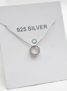 小众纯银几何圆圈ins百搭项链