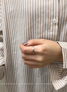 别样E412韩国ins风chic纯银开口戒指女简约休闲时尚纯银情侣对戒