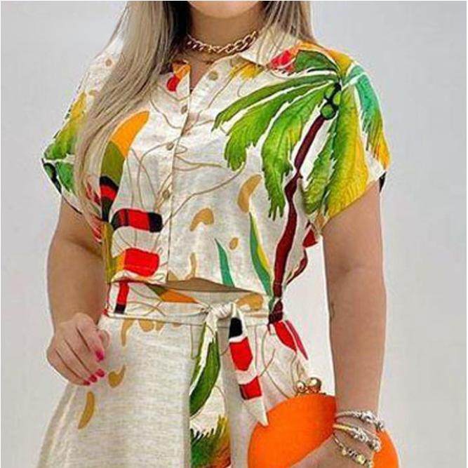 Women casual printed top and skirt欧美新款时尚定位印花裙套装,淘宝优惠券,粉丝福利购,淘宝优惠卷