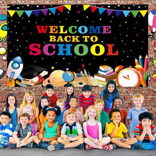 幼儿园开学返校季装饰拍照背景布横幅对联Welcome Back to school - 图2