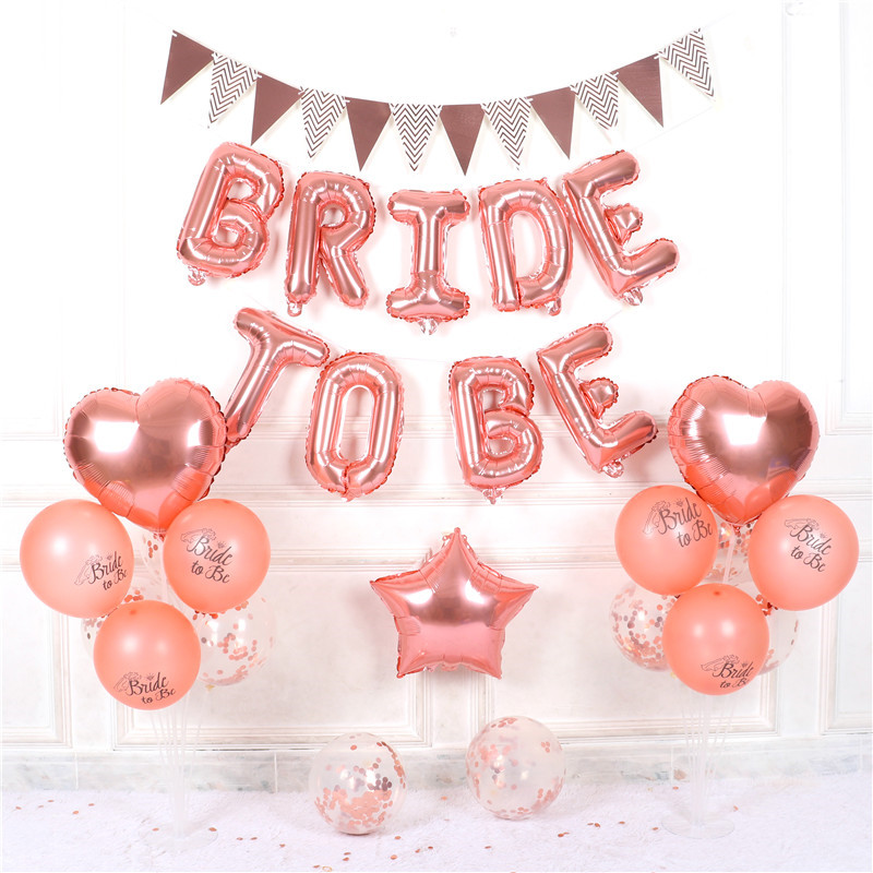 创意婚前单身派对布置bride to be聚会字母气球装饰玫瑰金气球 - 图0