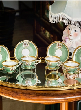 欧式美式复古咖啡杯盘架钛钢加厚电镀客厅轻奢礼北京