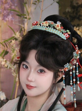 耀如春华青玉案汉服发饰套装