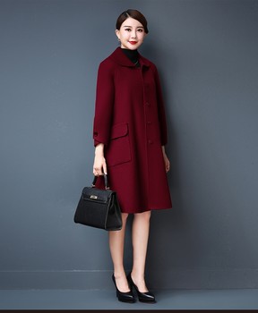 Cape coat autumn and winter two-sided cashmere coat cutting patterns mid-length of women's long-length coat cutting cutting drawings