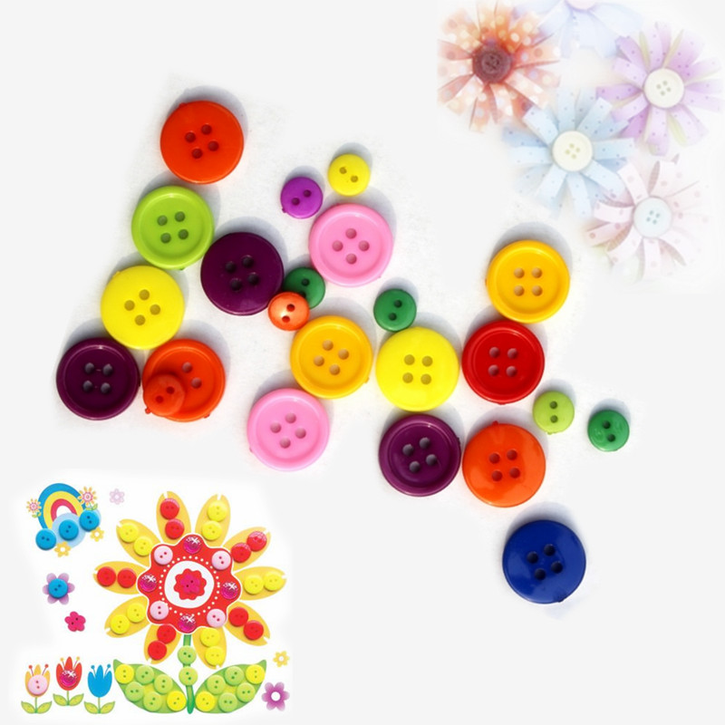 彩色DIY纽扣画花束手工制作材料包糖果色幼儿园益智创意贴画礼物